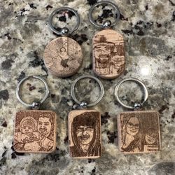 Picture Keychain, Personalized keychain, Wooden Keychain, Engraved Keychain, Custom Keychain