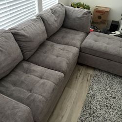 Gray  Couch W/ Storage Ottoman 