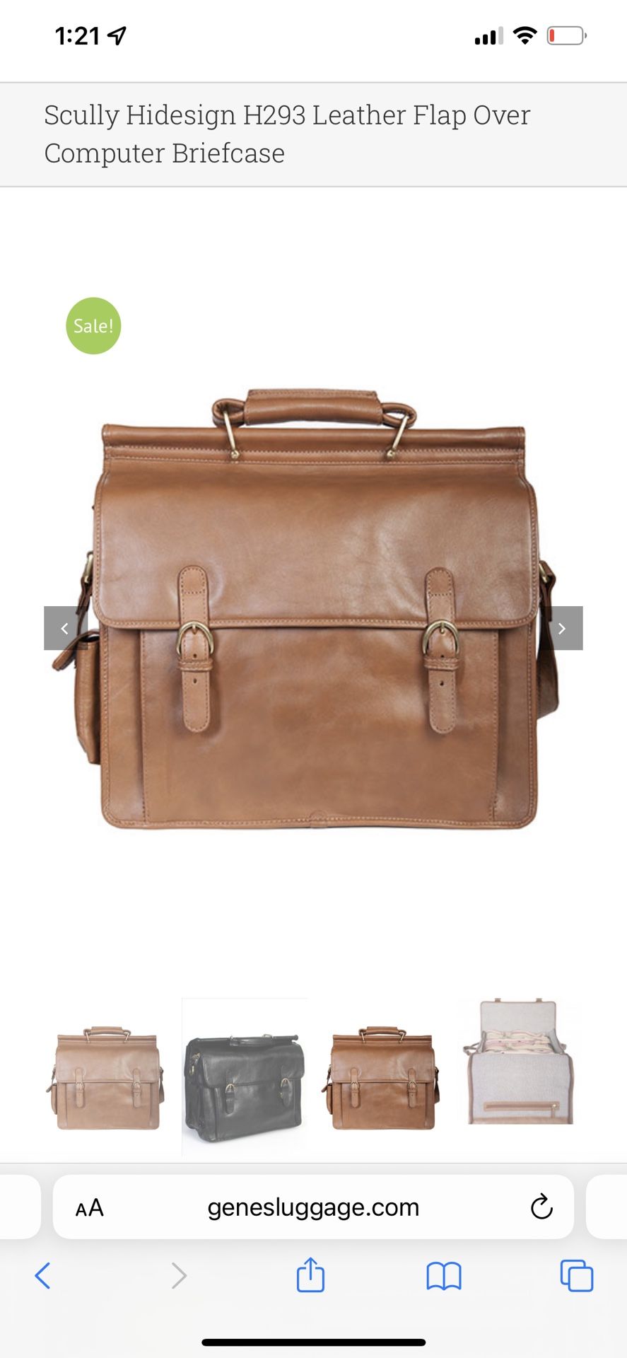Hidesign By Scully H293 Flap Over Laptop Briefcase Brown