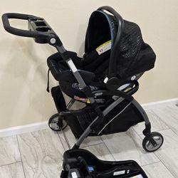 Graco SnugRide 35 Lite LX Infant Car Seat with base + SnugRider Elite Stroller