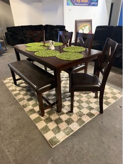 New! 🪑 Brown Dining Table Set & Bench $10 Down