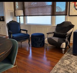 Set of 2 Luxury Statement Accent Chairs – Velvet & Ornate Detail