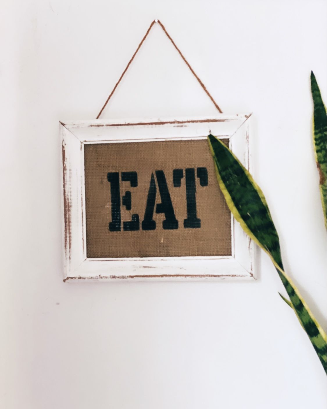 Eat Sign, Kitchen Wall Art Canvas or Prints, Gray and White Dining Room Wall Art, Farmhouse Kitchen Decor, Burlap Effect Artwork