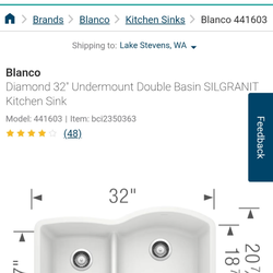 **NEW Unopened** Blanco 32” Diamond Double Basin Kitchen Sink