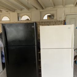 EXCELLENT RUNNING FRIDGES.$275 & UP. nothing missing on either.BOTH RUN LIKE BRAND NEW! BLACK IS 18 cu ft Kenmore $395. WHITE ONE IS WHIRLPOOL  $275. 