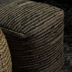 2 Boho Pouf Ottomans 