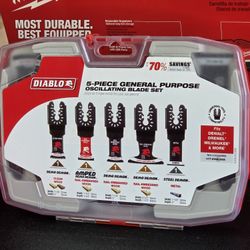 Brand New DIABLO Universal Fit Wood and Metal Bi- Metal & Carbide Oscillating Blade Set (5-Piece)