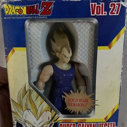 Vintage Ban Dai Dragon Ball Z Super Saiyan Vegeta Vol.27 Gold Hair Edition Plus Son Goku Vol. 1 