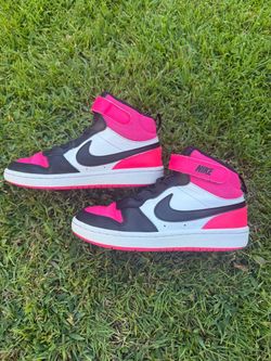 Nike Kids Court Borough Mid 2 GS in 'Fierce Pink' (HV0933-100), featuring- size 2.Y