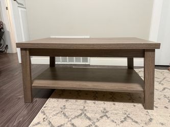 Gray Brown Wood Coffee Table with Lower Shelf