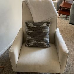 Cream Fabric Rocking Chair (w Dark Wood) $35!