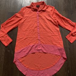 Womans Orange And Pink Button Shirt Size Médium Nicole Miller #10