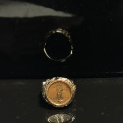 Gold Ring - Lady liberty Coin - Men’s Ring