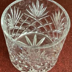 Round Heavy Faceted Glass Container.