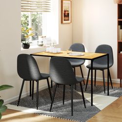 Homy Casa Milliken 5 Piece Dining Table Set with 4 Charlton Upholstered Chairs (Local PickUp)