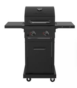 2 Burner Propane Gas Grill with Folding Side Shelves in Black