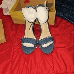 Blue Jean Open Toe High Heels