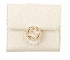 Gucci metal flap leather wallet for women 4.7×1.2×4.3 in