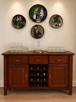 Wood Sideboard Buffet with Wine Rack