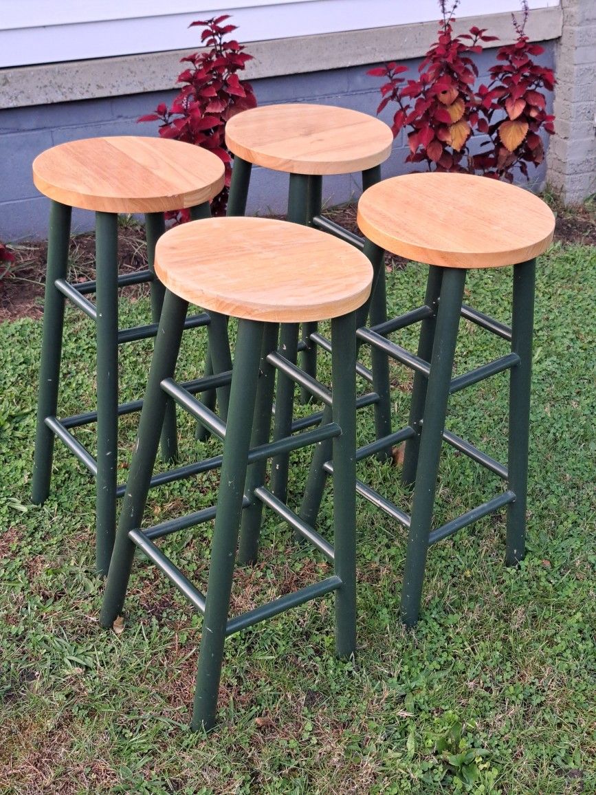 Set Of Four Windsome Dark Green  Bar Stools