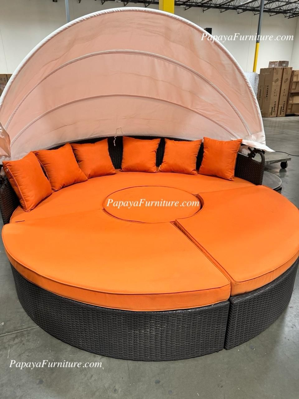 Clearance Patio Furniture Holiday SALE Wicker Round Sectional Lounge Chair Sofa Couch Pool Side Outdoor Round Shape