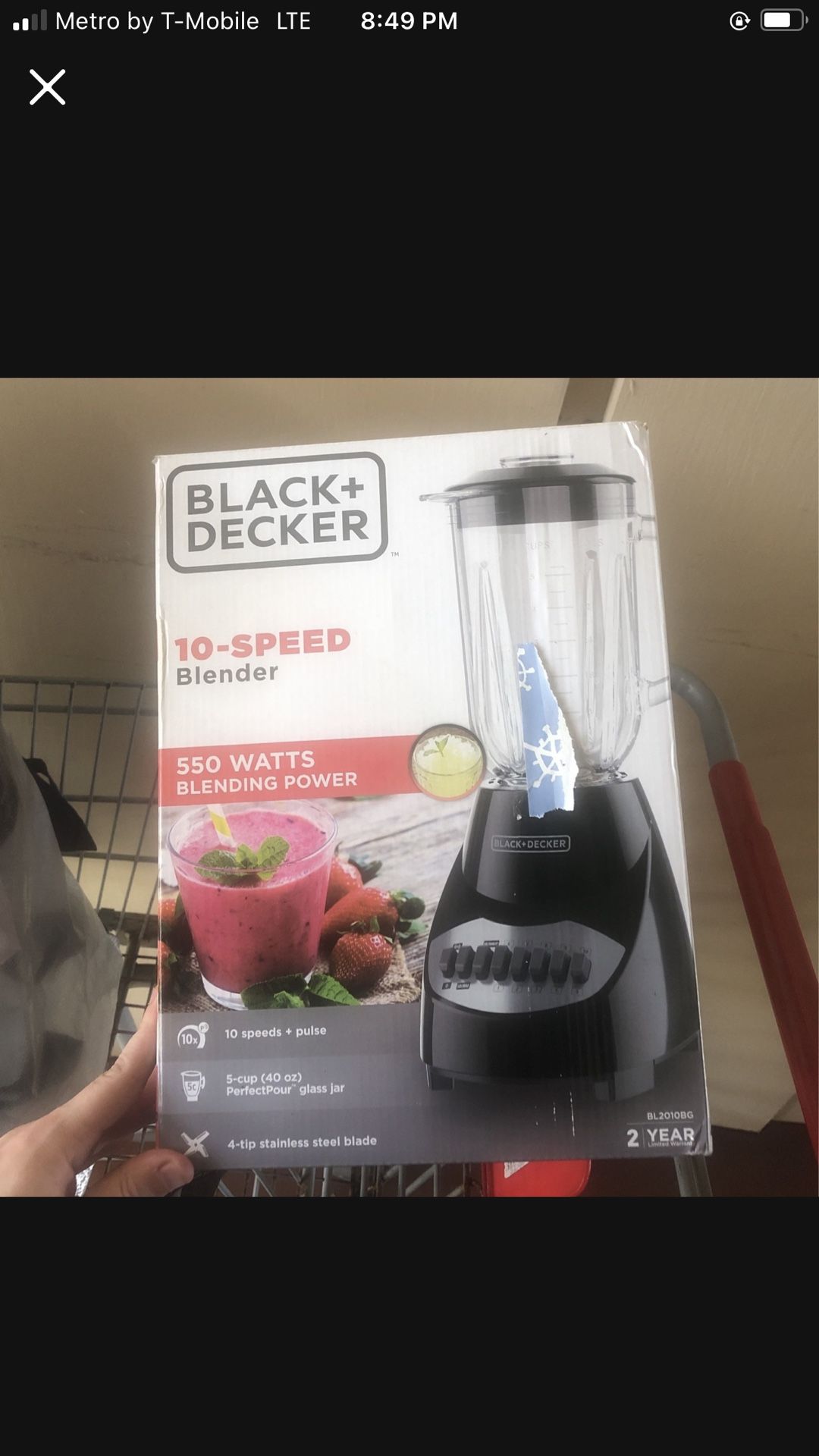 BL2010BG 10-Speed Glass Jar Blender, Black