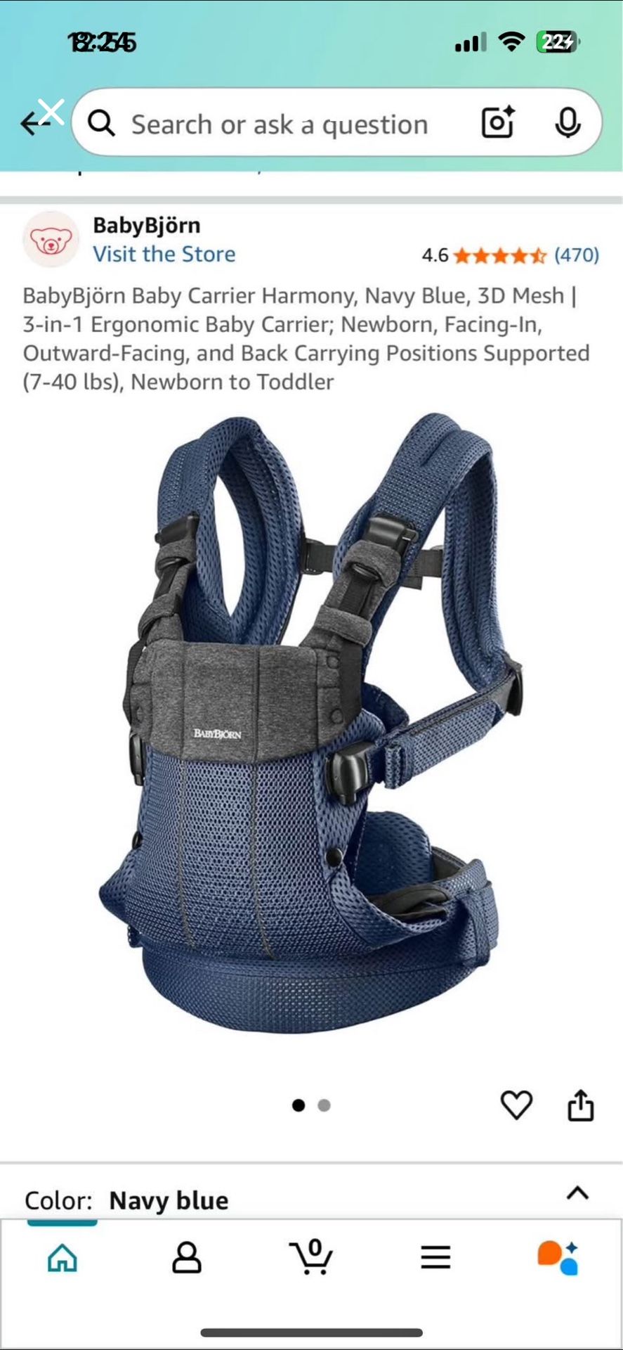 MAKE ME AN OFFER BabyBjörn Baby Carrier Harmony, Navy Blue, 3D Mesh | 3-in-1 Ergonomic Baby Carrier; Newborn, Facing