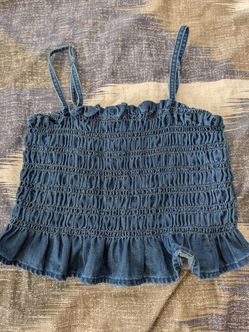 H&M cropped denim shirt