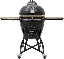 VISION Grills Ceramic Kamado – Large Black Grill Bundle for BBQ, Smoking & Roasting