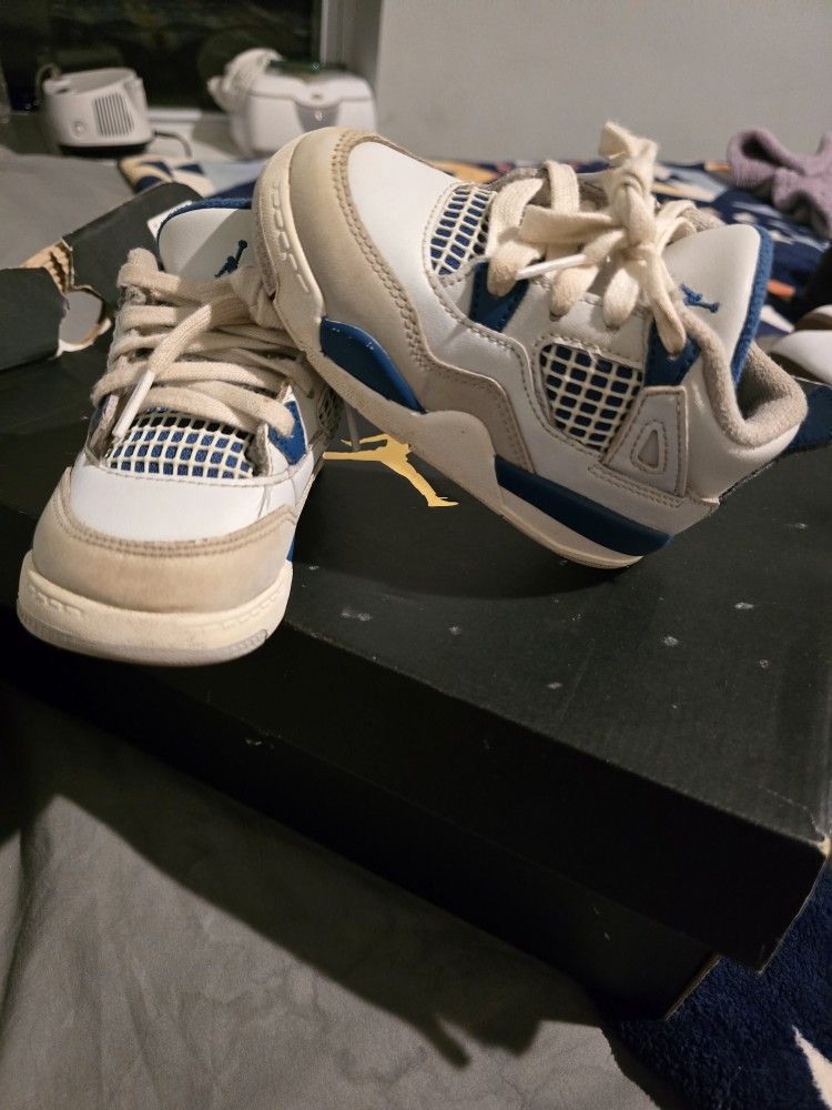 Air Jordan 4 Retro Toddler Military Blue Off White Military Blue Size 8C