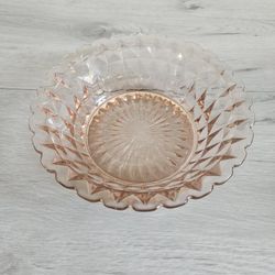 Jeannette Windsor Diamond Pattern Pink Depression Glass Bowl

