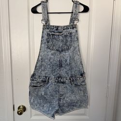 Amethyst Blue & White Acid Wash Blue Jean Overalls