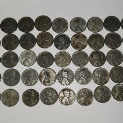 64 Steel Wheat Pennies  1943 