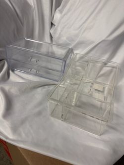Two Clear Acrylic Makeup and Jewelry Organizers