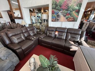 ✨ Leather Sofa & Loveseat Set with 4 recliners✨