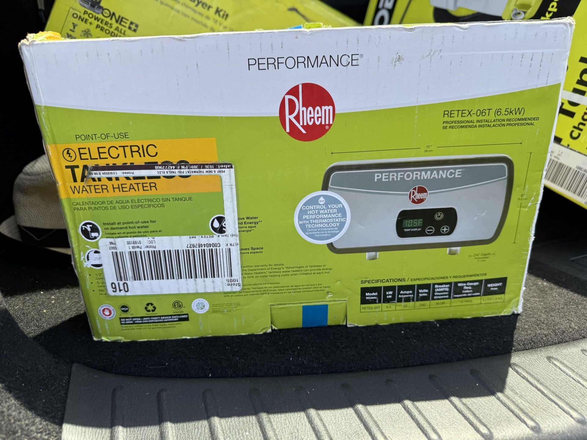 Rheem Performance 5.5 kW 1.6 GPM 240-Volt Point of Use Tankless Electric Water Heater
