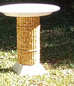 Pretty Golden Large Ceramic Bamboo Birdbath🌺🌹🌷🦋 Buy 2 Or 3 Get Free Solar Fountain