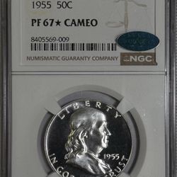 1955 Franklin Half NGC PF67* Cameo CAC Approved