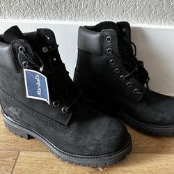 Size 6 - Timberland 6” Black Nubuck Tims Waterproof Mens New W/ Box