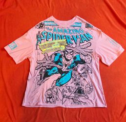 MARVEL Spider-Man Comic Panels Graphic T-Shirt Unisex XL  Pink