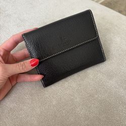 Kate Spade Black Leather Wallet with White Stitching