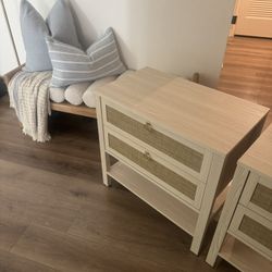 Rattan And Wood Nightstands (2)