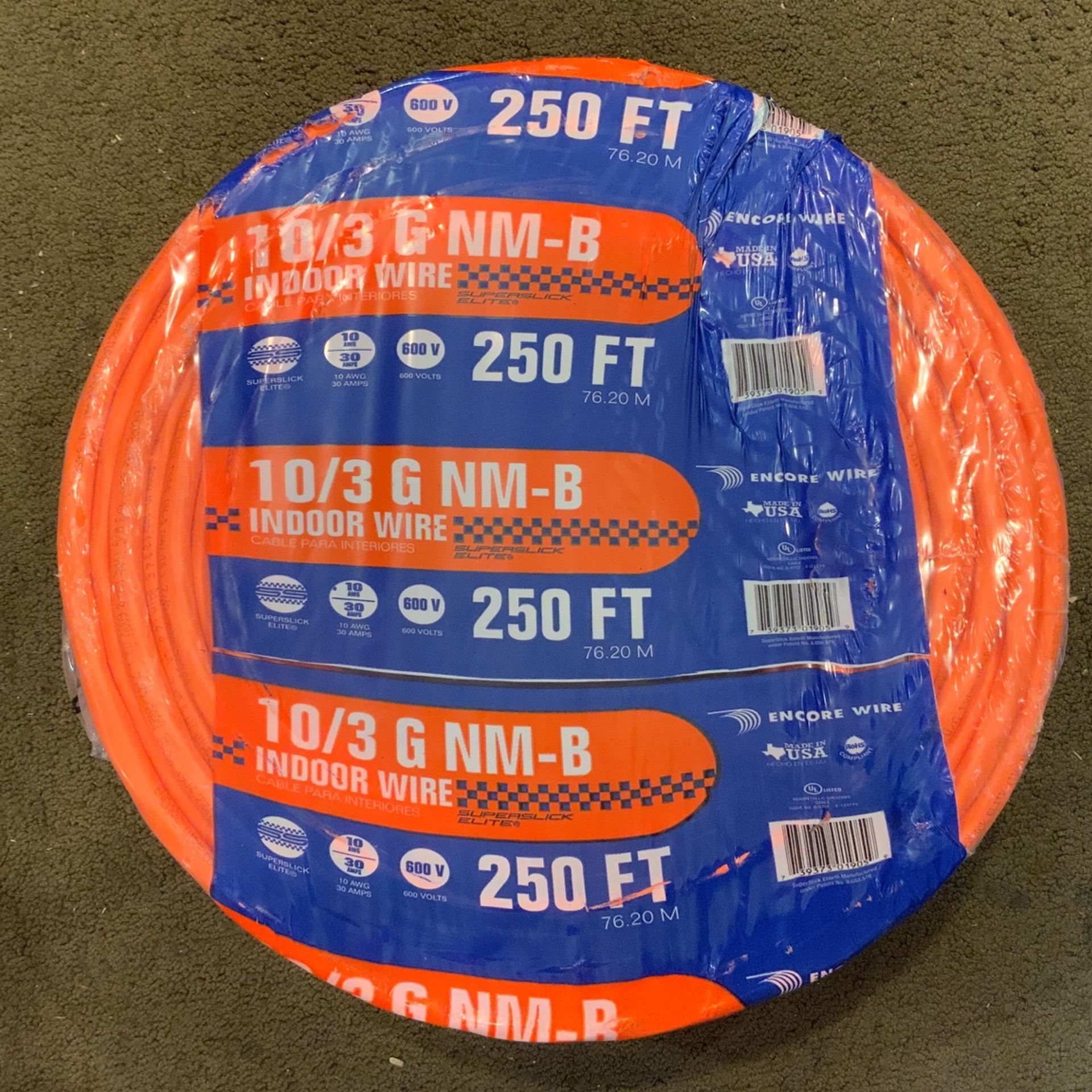 10/3 Romex-style Wire | $300/roll (250 FT/roll)