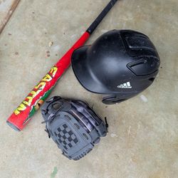 Baseball Youth Starter Kit - Helmet, Mitt, and Bat