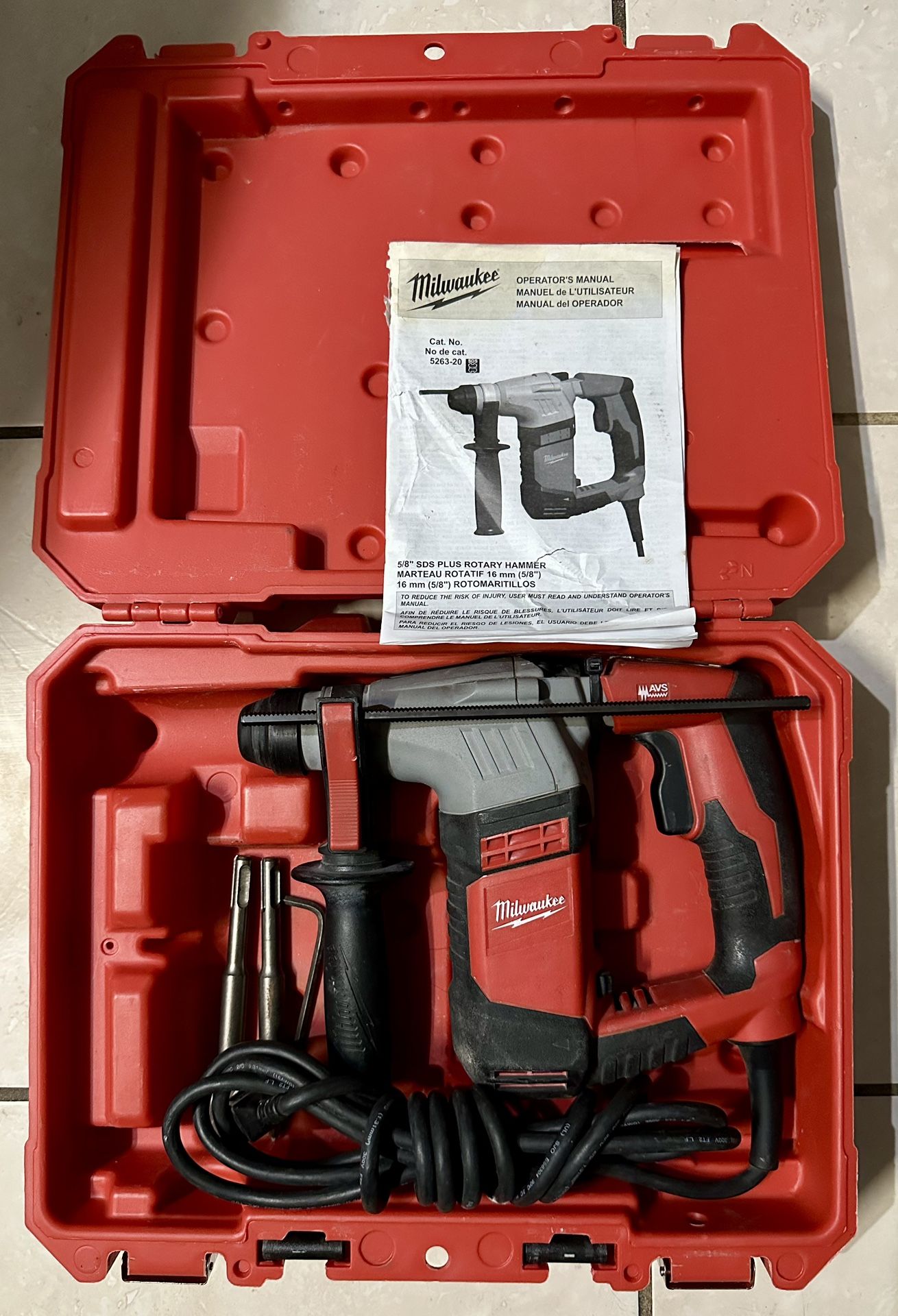 Milwaukee 5.5 Amp Electric 5/8" SDS Plus Rotary Hammer - 5263-20