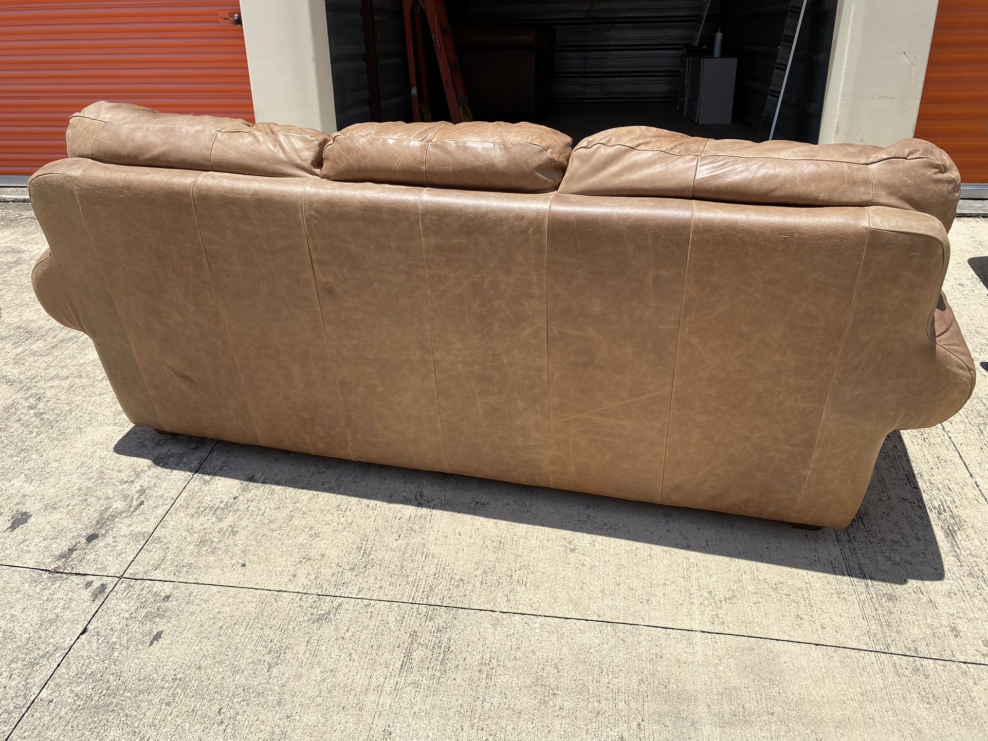 Real Leather Sofa With Rustic Look And Brass Studs for Sale in Alamo