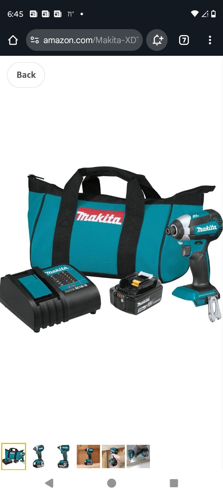 Used But Like New194.00$ Makita XDT131 18V LXT® Lithium-Ion Brushless Cordless Impact Driver Kit (3.0Ah)