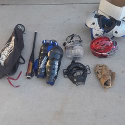 Used Baseball And Football Equipment Pads Bat Glove Mask Helmet $5-$14 Each See All Photos 