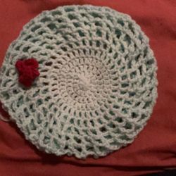  Crochet White-teal Hairnet 