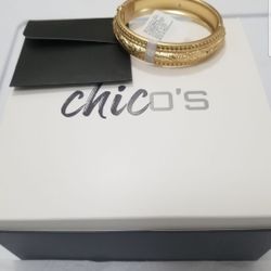 Chico's Goldtone textured cuff bracelet